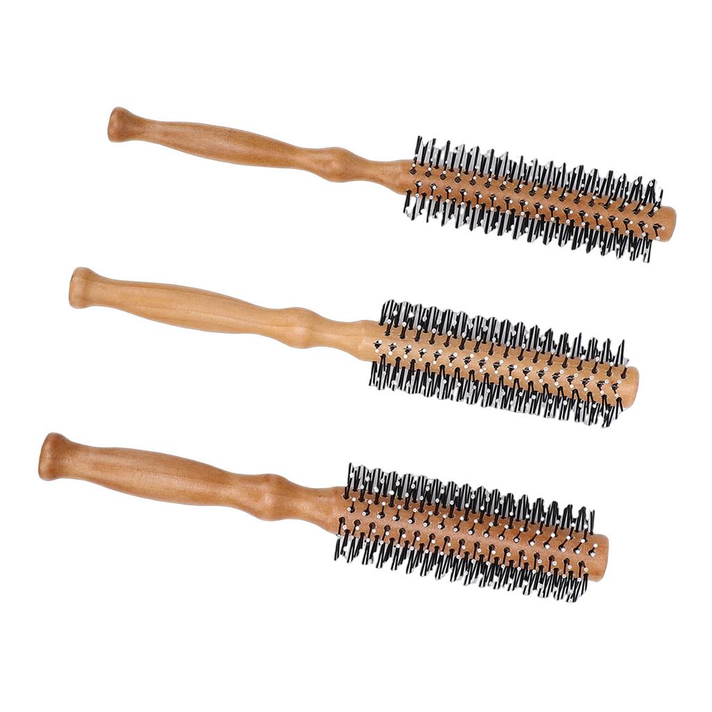 3pcs Round Hair Brush Portable Travel Size Anti Static Handle Wooden Styling Brush for Men Women