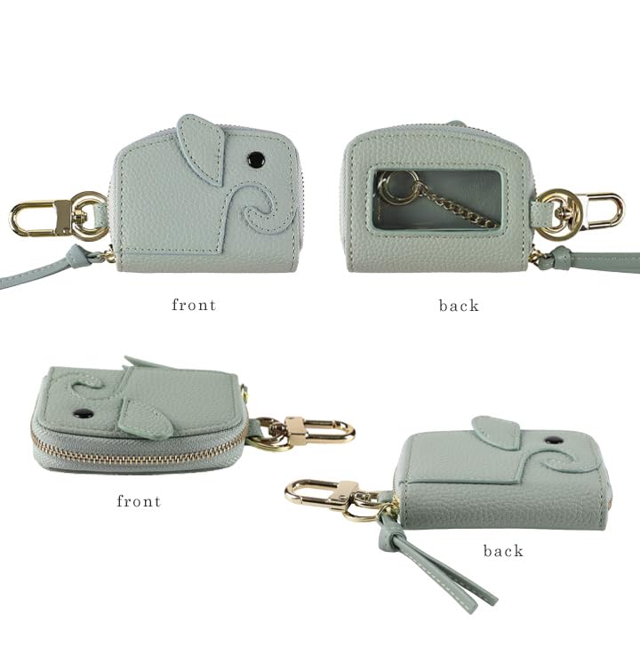 Lizdays Smart Key Case with Clear Small and Round Zipper and Chain Key Ring for Car and House Keyless Cute and Stylish Elephant Design Women's Window,