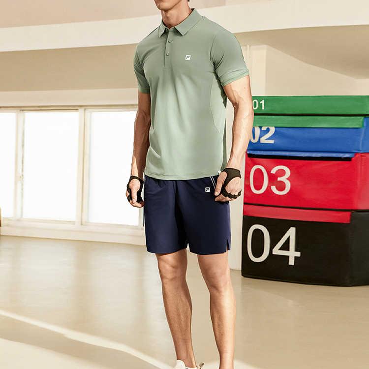 Fila Athletics A.P. Solid Color Casual Woven Breathable Short Sleeve Polo Shirt Men Polo Shirts Wave-Gray-Green A11M431129F-KK