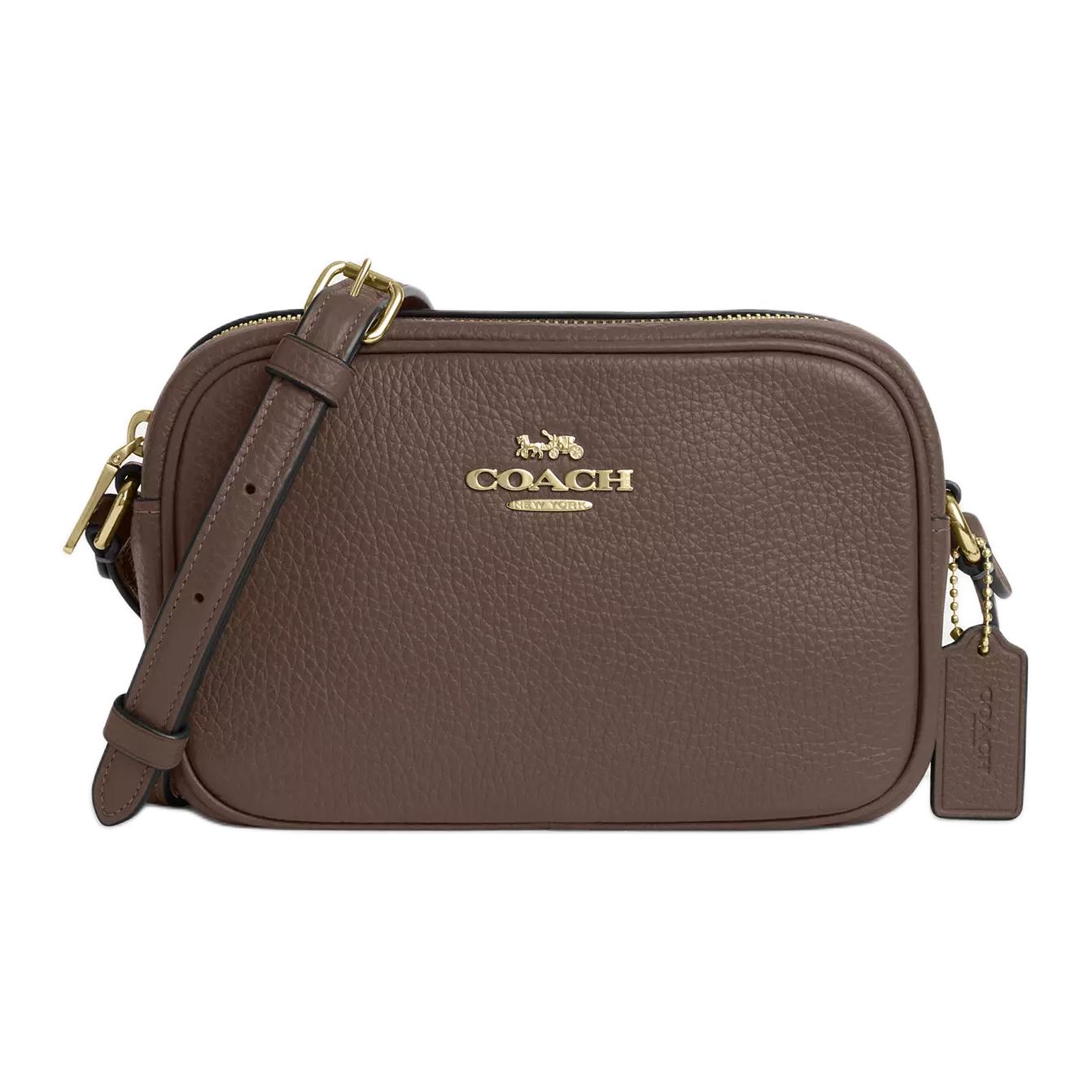 Coach Jamie 20 Logo Leather Camera Bag Women Shoulder Bag Brown CQ875-IMV2R Basic Set (Bag+Dust Bag)