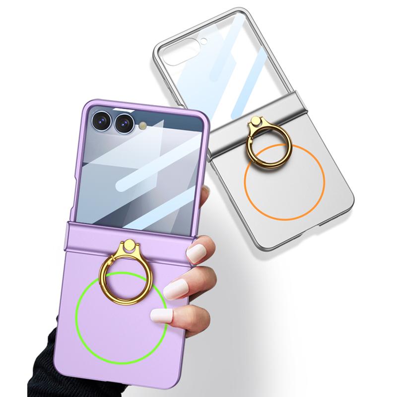 Wbudowany Cienki Ochronny Ekran Pokrowiec na Telefon dla Samsung Galaxy Z Flip 7 ZFlip7 Flip7 Uchwyt Pierścieniowy Magsafe Pokrowiec Ochronny na Zawias