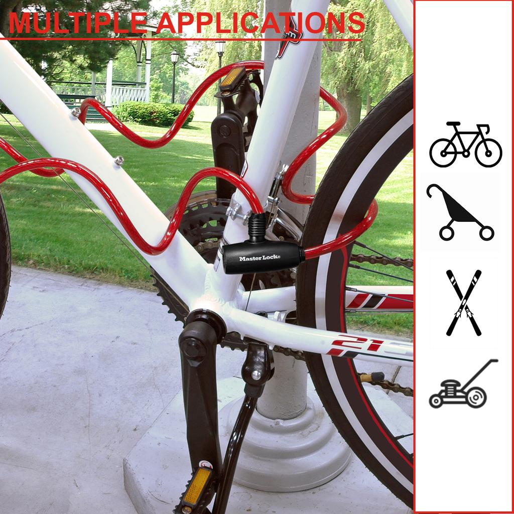 Master Lock Bike Lock Cable, 2 Keys, 180 cm x 8 mm