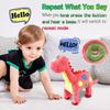 Walking Electric Pink Dinosaur Singing Toy , Noding, Roaring, Repeating What You Say, Touch & Button Control Realistic Robot Musical Animated Plush
