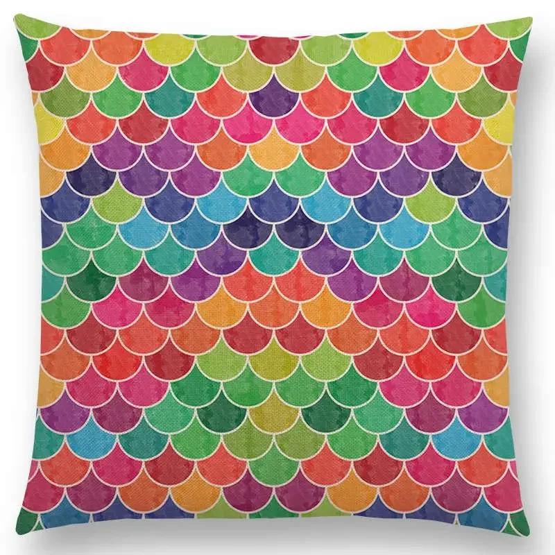 Kolorowe Kwiaty Liście Kropki Poszewka na Poduszkę na Sofę Gwiazdy Fale Wzór Geometryczny Pastelowe Trójkąty Diament Tęcza Poszewka na Poduszkę