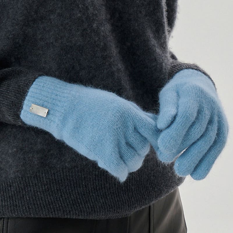 Ahre Nue Fingerhole Angora Wool Gloves _BLUE