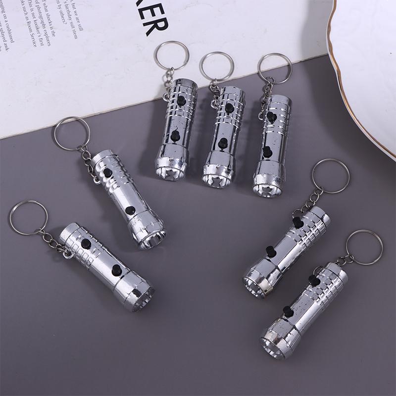 1/5/10Pcs 2 In 1 Mini Led Keychain Led Torch Light And Uv Purple Flashlight Keyring For Money Detector Mini Pocket Torches