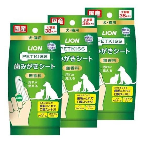 Lion PETKISS Tooth Cleaning Sheets Unscented 38 3 Packs