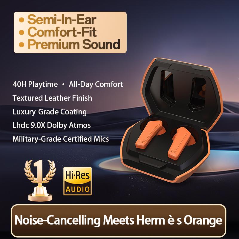Luxury Leather Design Hifi Stereo Earbuds In-ear Wireless Bluetooth 6.0 Headphone With HD Mic Handsets Noise Reduction Earphones