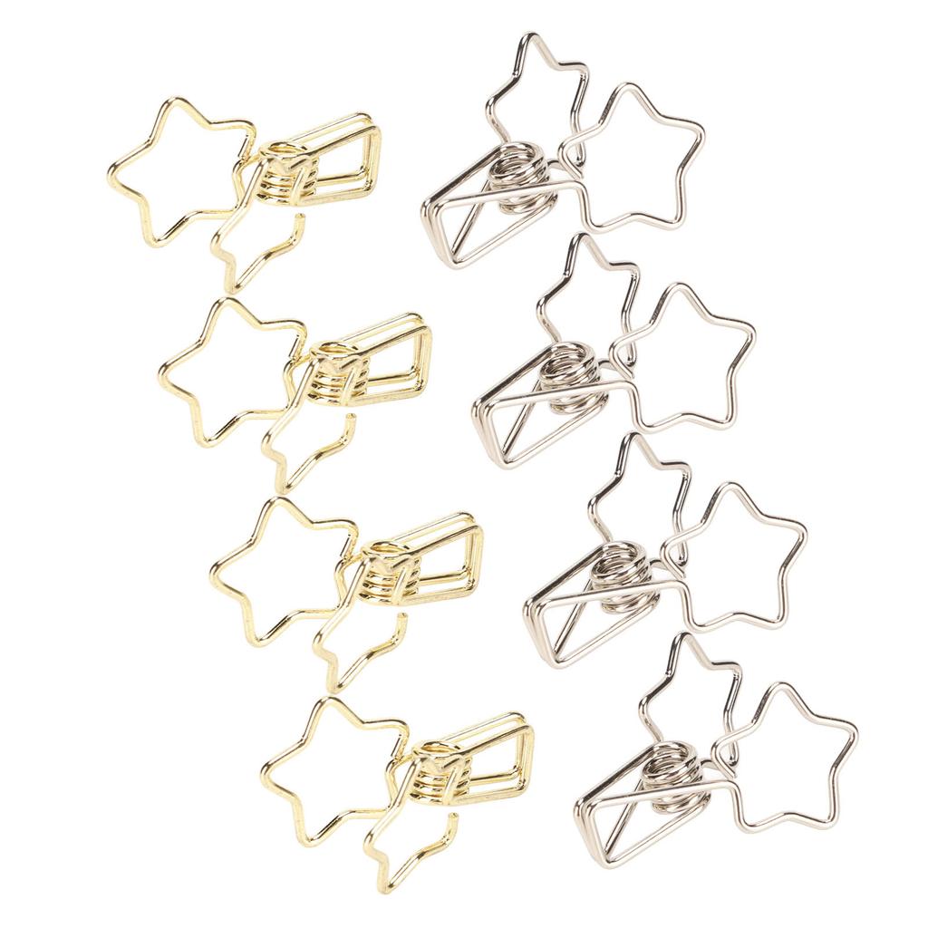 100 Pcs Cute  Clips Cartoon Star Shape Golden Silver Paper Clamps for Home School Office File 