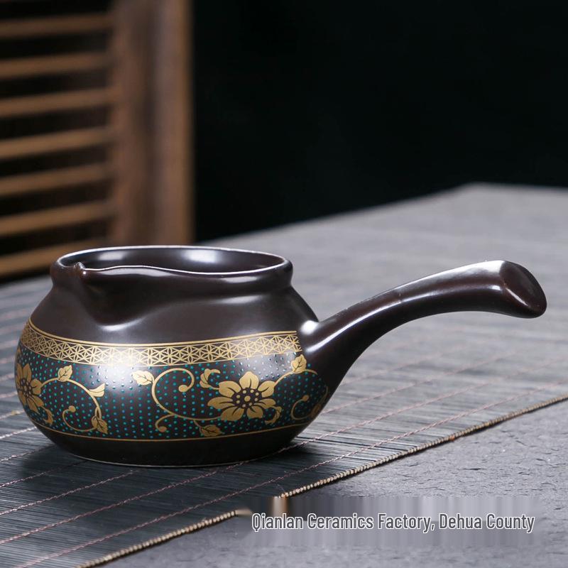 Home Tea Set: Anti-Scald Teapot, Ceramic Gongfu Cups, Stone Mill Semi-Automatic Brewer
