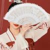 Lace Floral Folding Hand Fans Chinese Retro Style Bridal Wedding Party Dancing Props Lolita Performance Decorative Fan