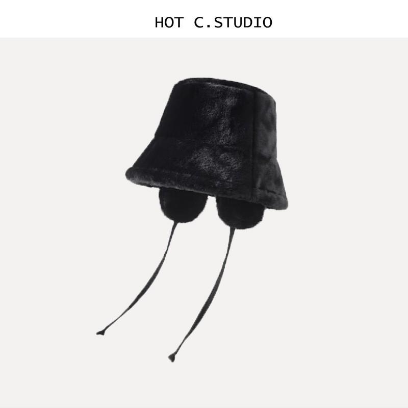 Warm Fuzzy Wool Blend Fisherman Hat With Wide Brim Ear Coverage Women Men Winter Beige чёрный