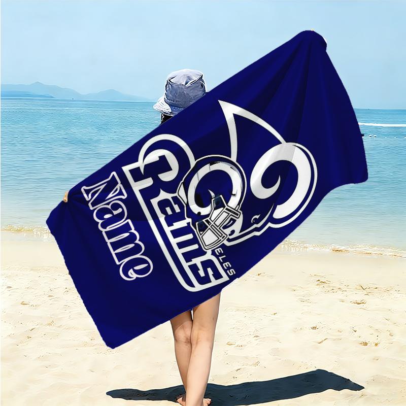 Personalized Rams Helmet Print Beach Towel Microfiber Beach Towel Thin Absorbent for Beach Swimming Yoga Bath Sports. 0910359