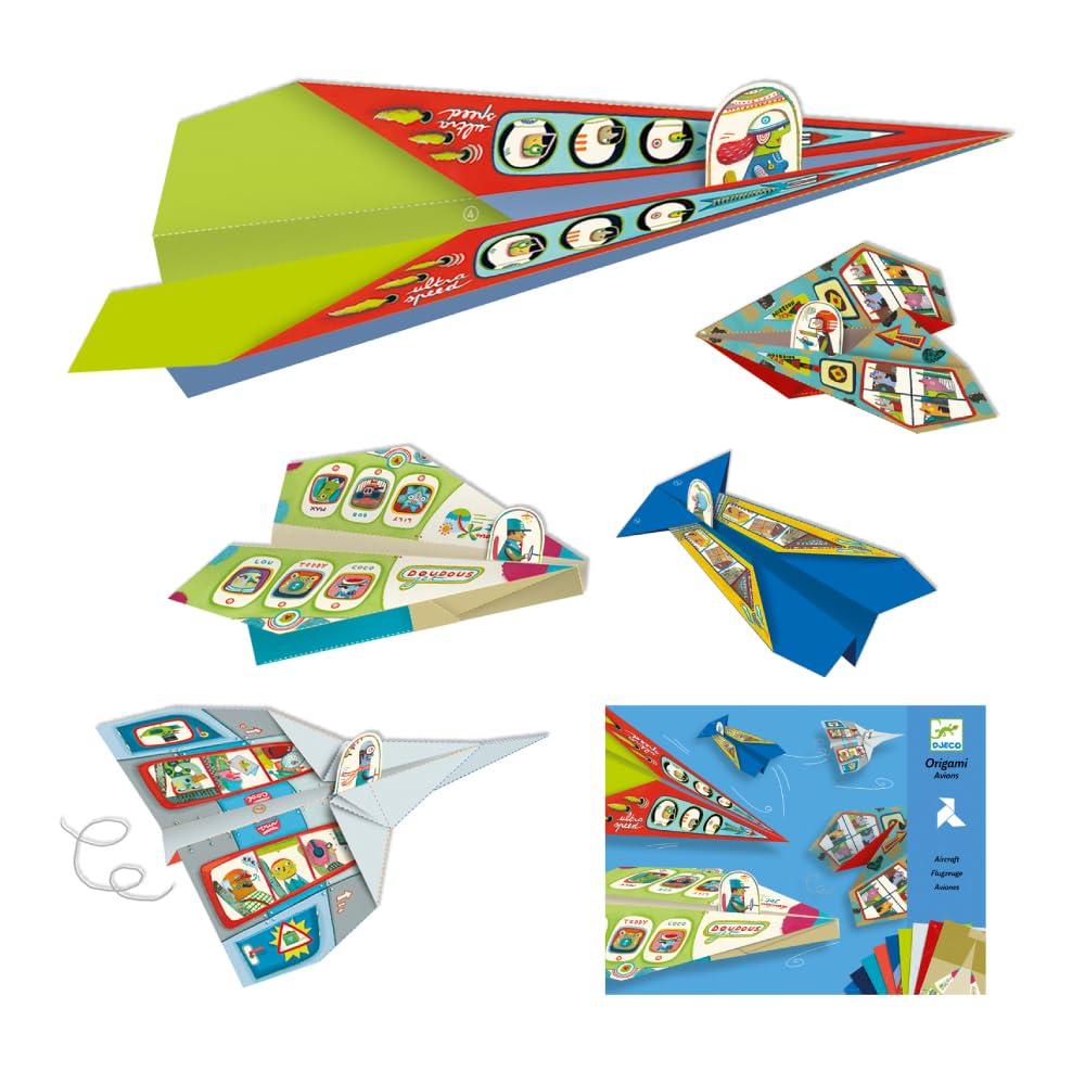 

DJECO Origami Plain Airplane Craft Kit Paper Craft Educational Toy for Boys Ages 8 Perfect for School Elementary School Sports and Autumn Evenings -