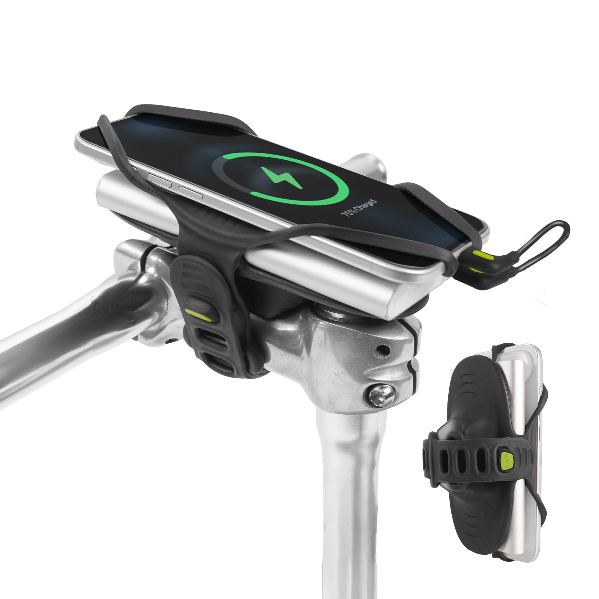 

Newly Released Bike Tie 6 Pro Pack Bicycle Smartphone Holder Silicone Mobile Holder Charging and Use Smartphone Bicycle Holder Road Bike Smartphone чёрный