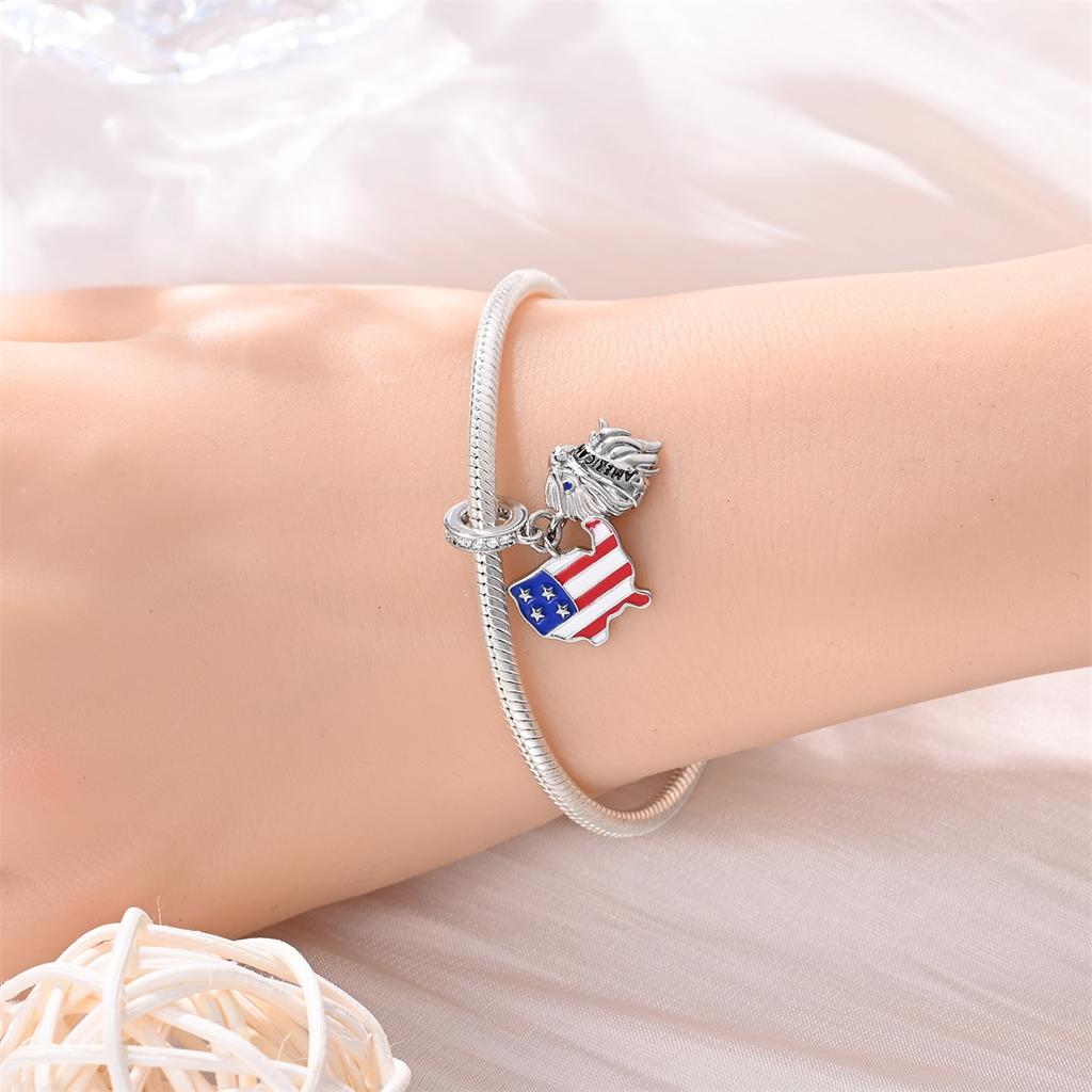 Copper Usa Eagle Banner Butterfly America Charms Beads Fit 3Mm Original Bracelets Diy Jewelry Souvenir Gift