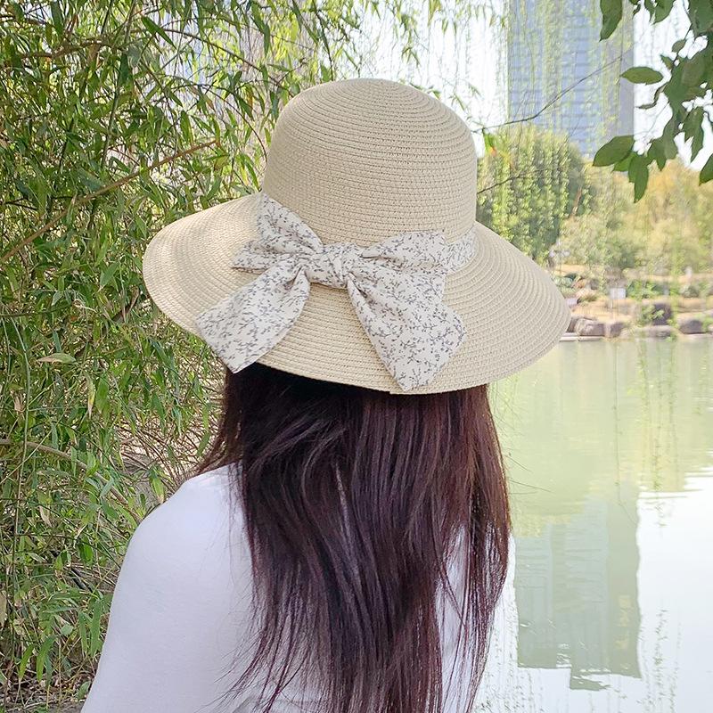 Elegant French Retro Straw Sun Hat for Women - Breathable, Wide Brimmed Beach Cap with Bowknot Design Outdoor Accessories|Elegant French Style