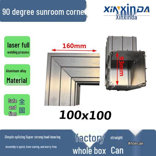 Sunroom Quick-Install Aluminum Alloy Square Tube Connector for Awnings