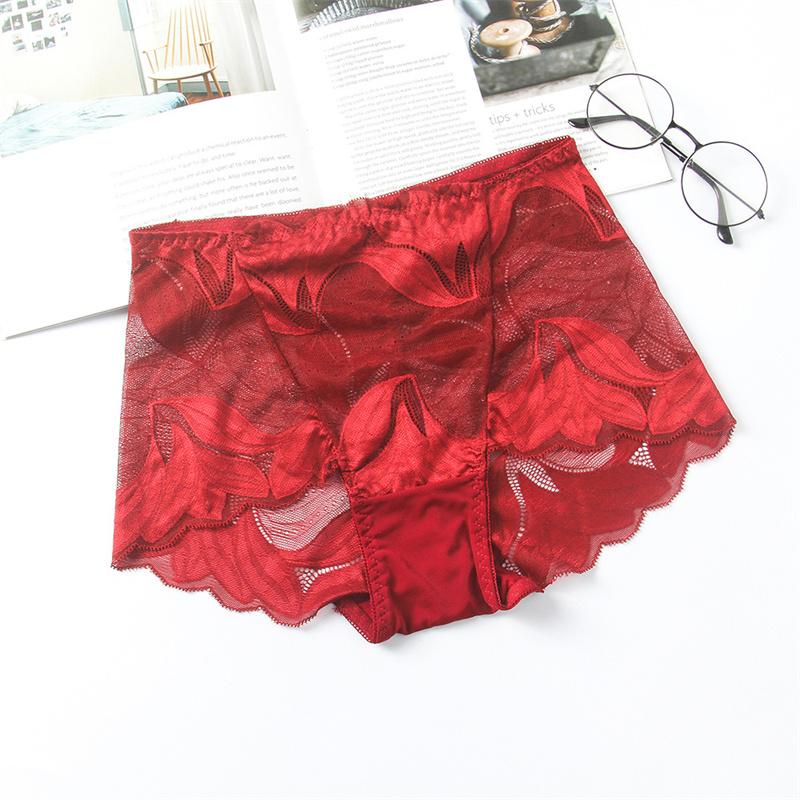 14 Color Women Ultra-thin Lace Panties Mid Waist Breathable Sexy Lingerie Europe Plus Size Briefs Abdomen Hip Lift Knickers