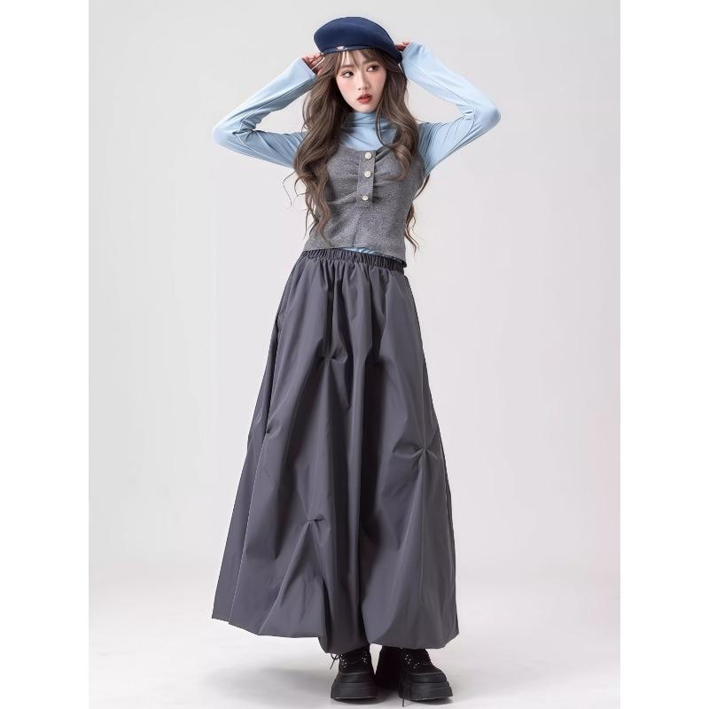 Coffee Brown High Waist Floral Skirt Autumn A Line Flared Pleated Midi Skirt Elegant Fashion Women