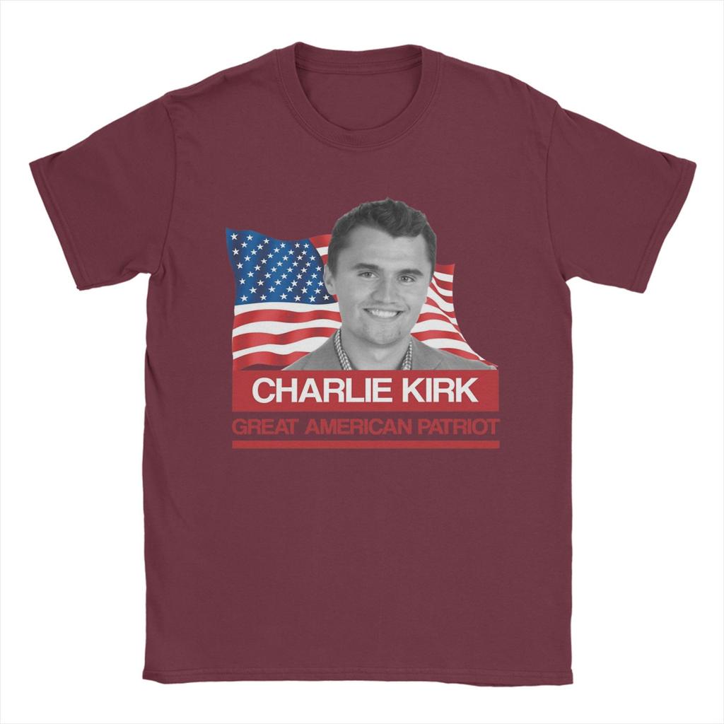 Charlie Kirk T-Shirt für Herren 100% Baumwolle Lustige T-Shirts O-Ausschnitt T-Shirts Kurzarm Kleidung Grafik