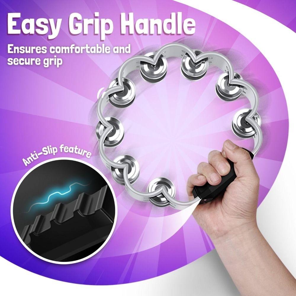 Pleasant Jingle Percussion Tambourine Handheld Hand Cranked Bell  Musical Rhythm Instrument