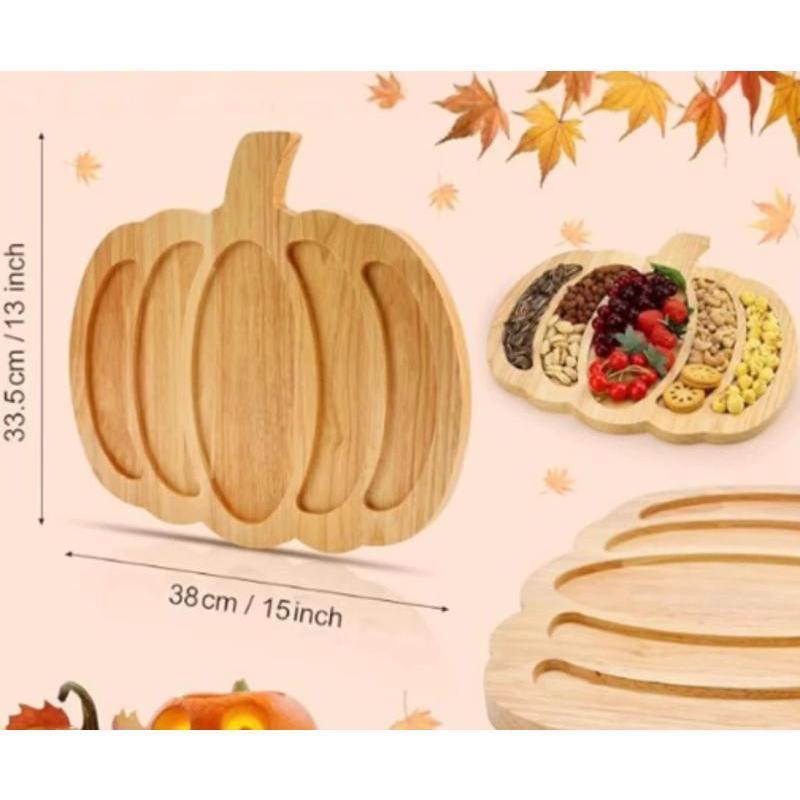 1Pcs Random Creative Vegetables Pumpkin Tray Suitable Celebrate Halloween Wooden Pumpkin Snacks Tray Festive Party Decorative