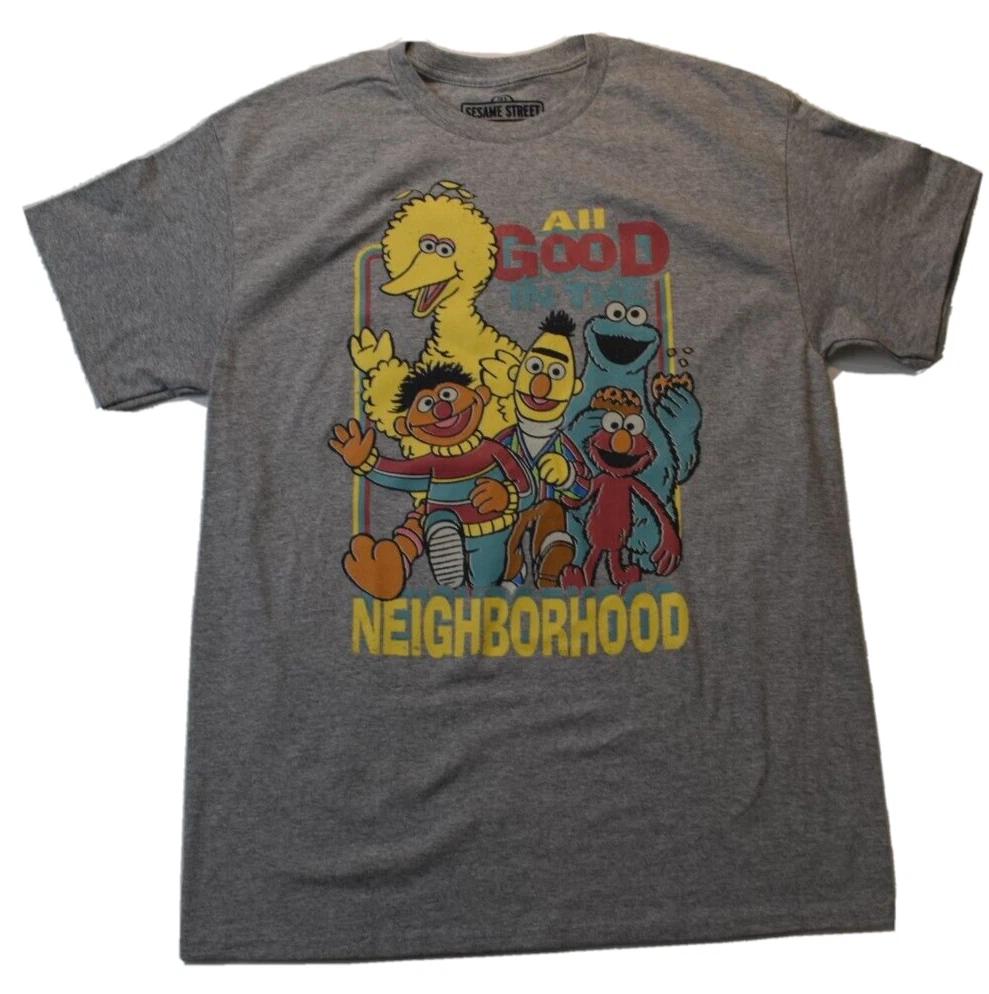 

Sesame Street Mens All Good Neighborhood Funny Gray Shirt New S 3XL