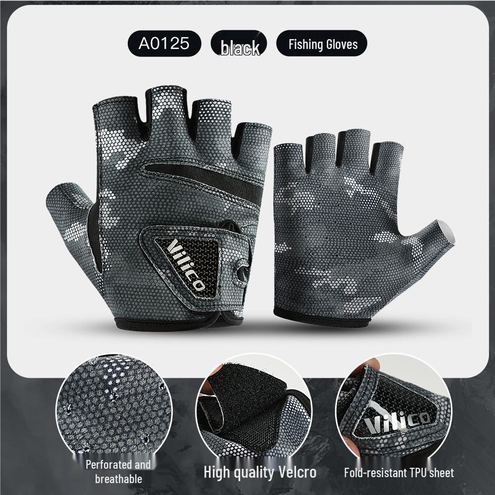 Vilico Summer Breathable Half-Finger Fishing Gloves - Skin-Friendly and Soft for Outdoor Lure Fishing