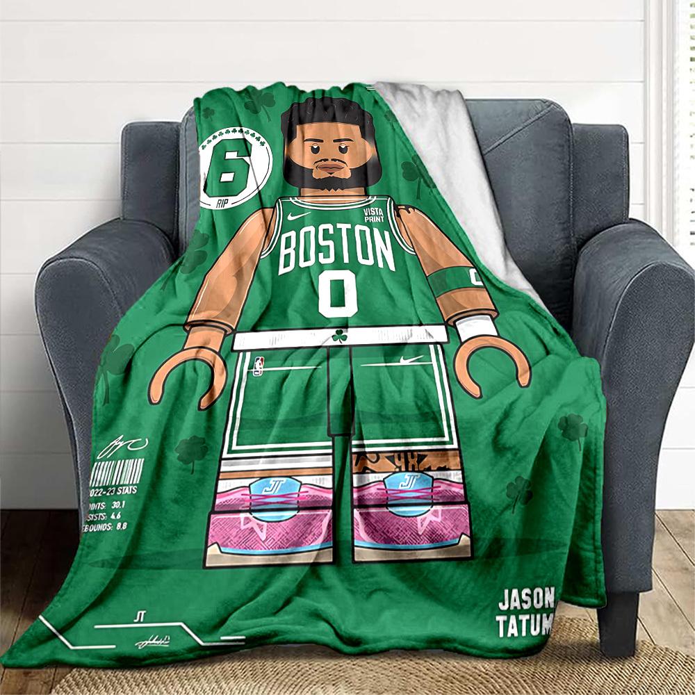 1pc Boston Celtics Basketball Player Flannel Blanket, Soft Skin Friendly with Digital Printing, Various Sizes Available for Family, Friends, Birthday