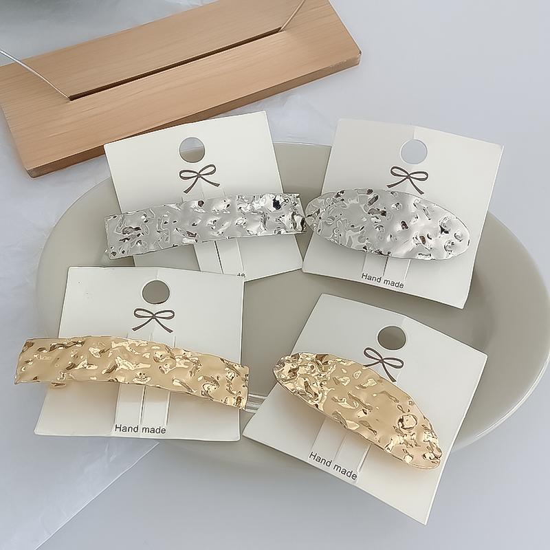 Korean Style Metal Alloy Geometric Square Oval Spring Clip Edge Design Concave and Convex Hair Accessories