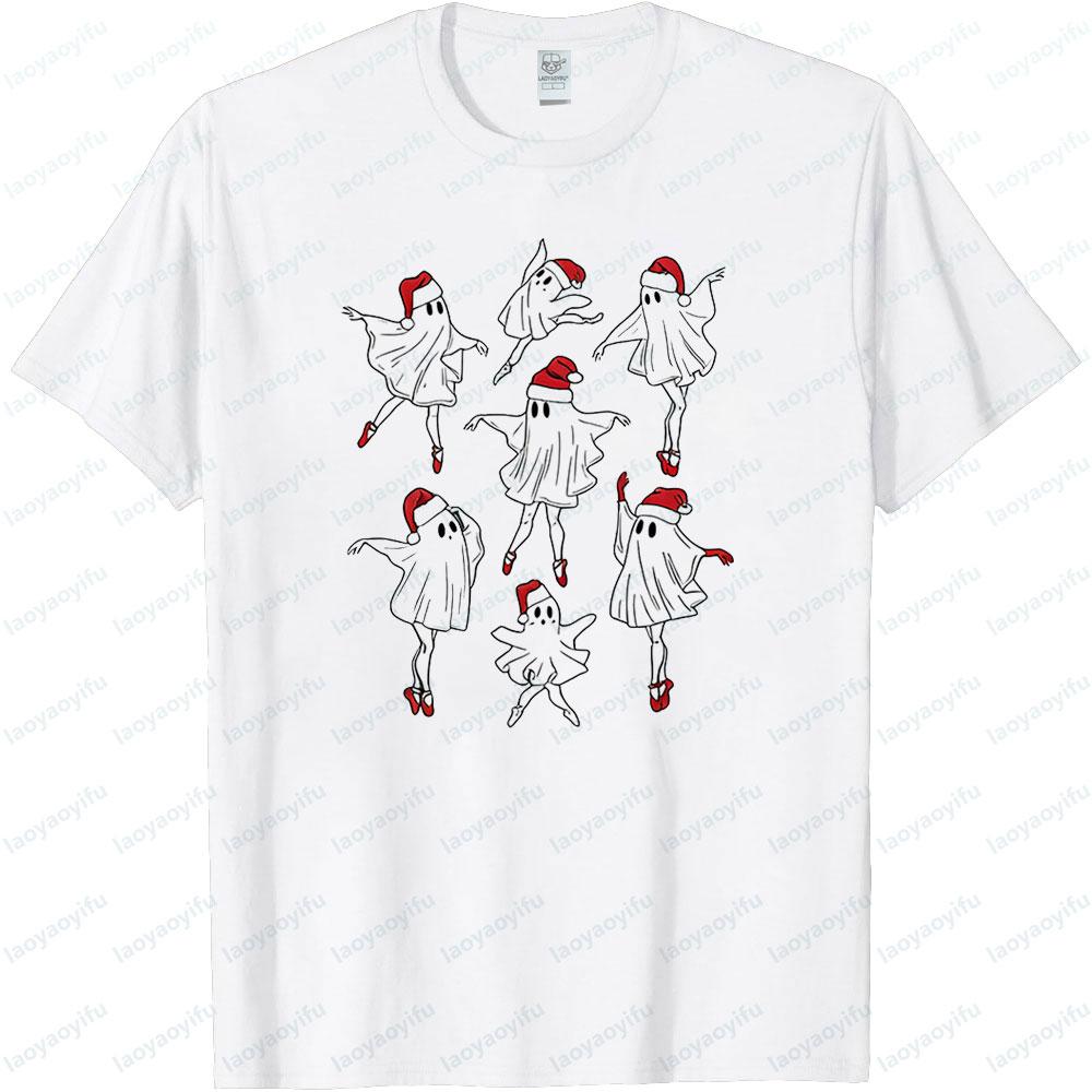 

Cute Ballet Ghost Shirt Xmas Ballet Dancer Sweatshirt Christmas Dance Teacher Tshirt Funny Christmas Dancer TShirt Women Tops S