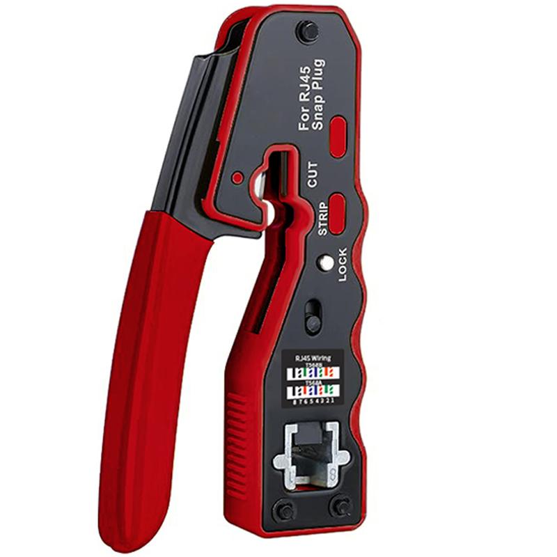 RJ45 crimping tool kit Ethernet crimper and tester for Cat5e Cat6 Cat6a 8P8C modular connectors красный