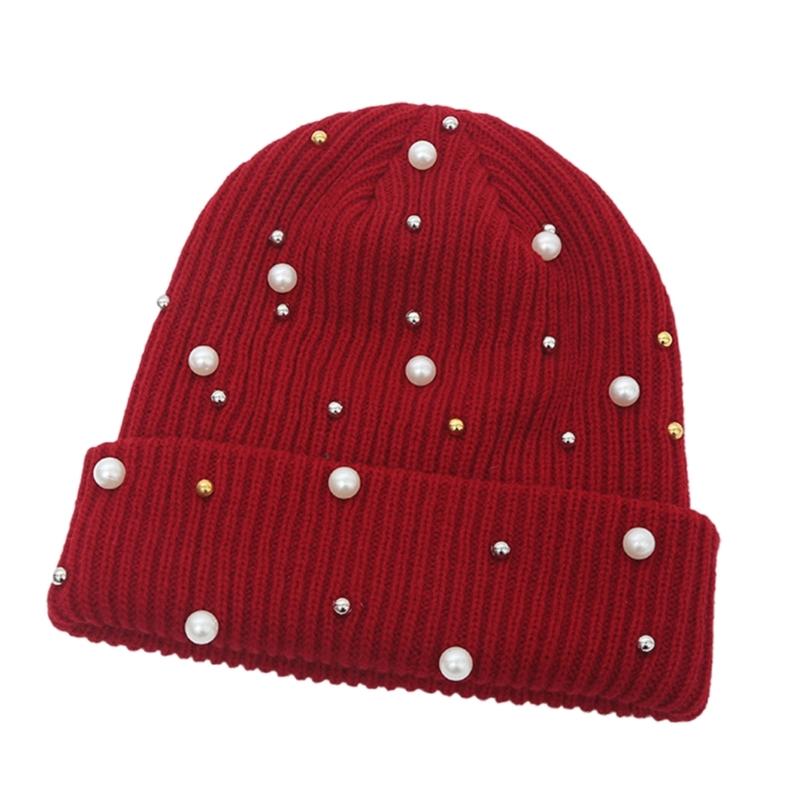 Fashionable Women's Winter Hat with Pearls Role Playing Hat Novelty Thermals Hat Suitable for Everyday Wear