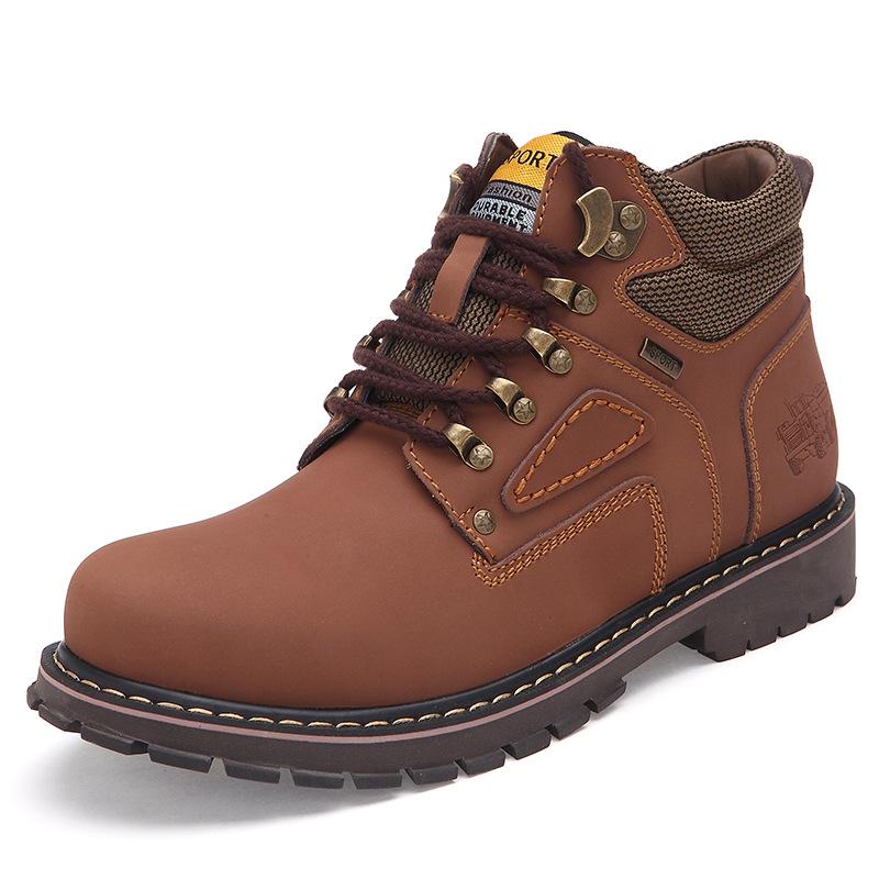 Large size 2025 cotton shoes British retro locomotive boots men's leather Martin boots outdoor tooling high-top men