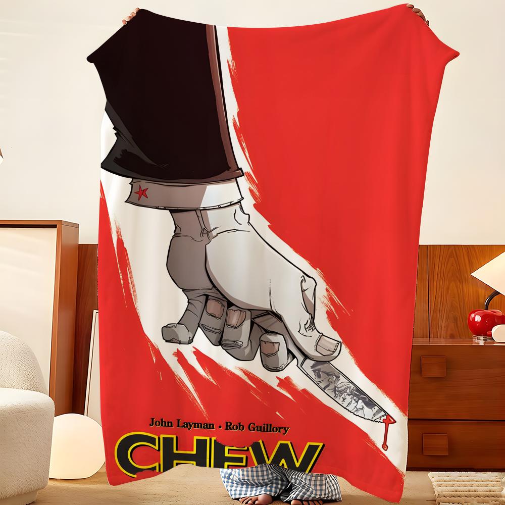 Comic C-Chew Throw Flannel Throw Blanket, Lightweight Cozy, Durable Washable Cute Cool