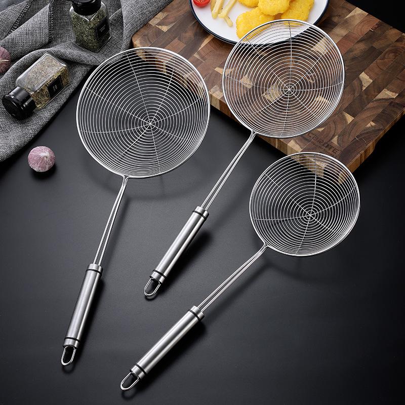 Large Stainless Steel Long-Handled Ladle & Skimmer for Hot Pot, Fried Food, and Noodle Straining