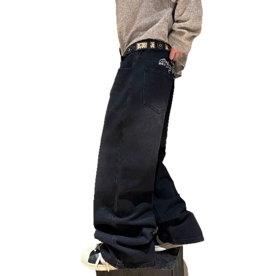 Men's Four Seasons Jeans New Loose Youth American Retro Embroidered Jeans