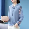 Bao Lian Duo Women's Elegant Lapel Long-Sleeve T-Shirt