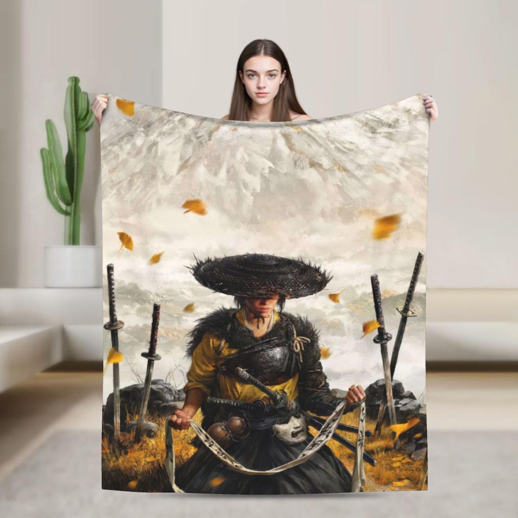 Warm BlanketsKids Adult Decorative Ghost of Yotei 2025 Game Throw Blanket  Flannel Bedspread For Home Decor Pattern Sofa Cover