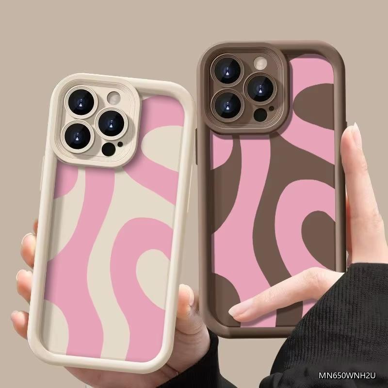 Wave Pink Ripple Silicone Phone Case For Samsung Galaxy S26 S25 Ultra S24 FE S23 S22 S21 S20 Plus A15 A16 A35 A55 A54 Soft Cover