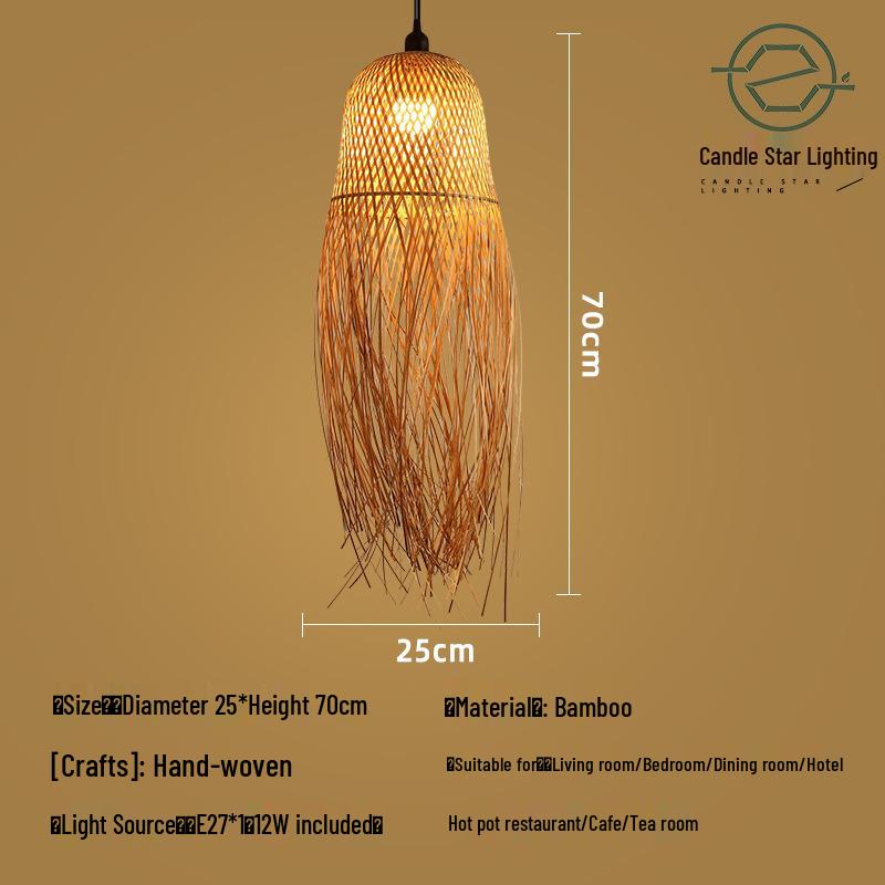 Zen Style Bamboo Rattan Pendant Light for Tea Rooms and Restaurants