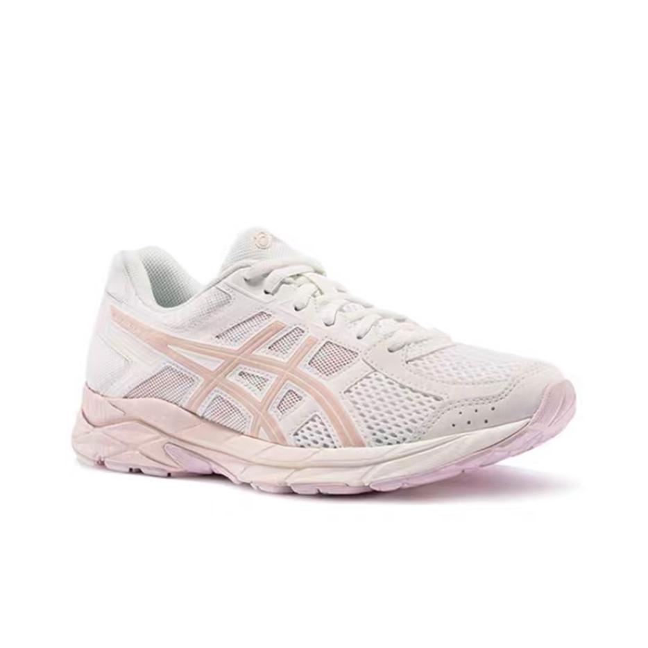 Asics Gel-Contend 4 Bequemes Frisches Gewebe Synthetisches Leder Dämpfung Atmungsaktiv Low-Top Lässige Laufschuhe Damen Sneaker Weiß Rosa T8D9Q-105