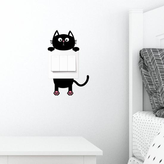 Removable Switch Sticker Cute Black Cat Light Switch Sticker Cartoon Cat