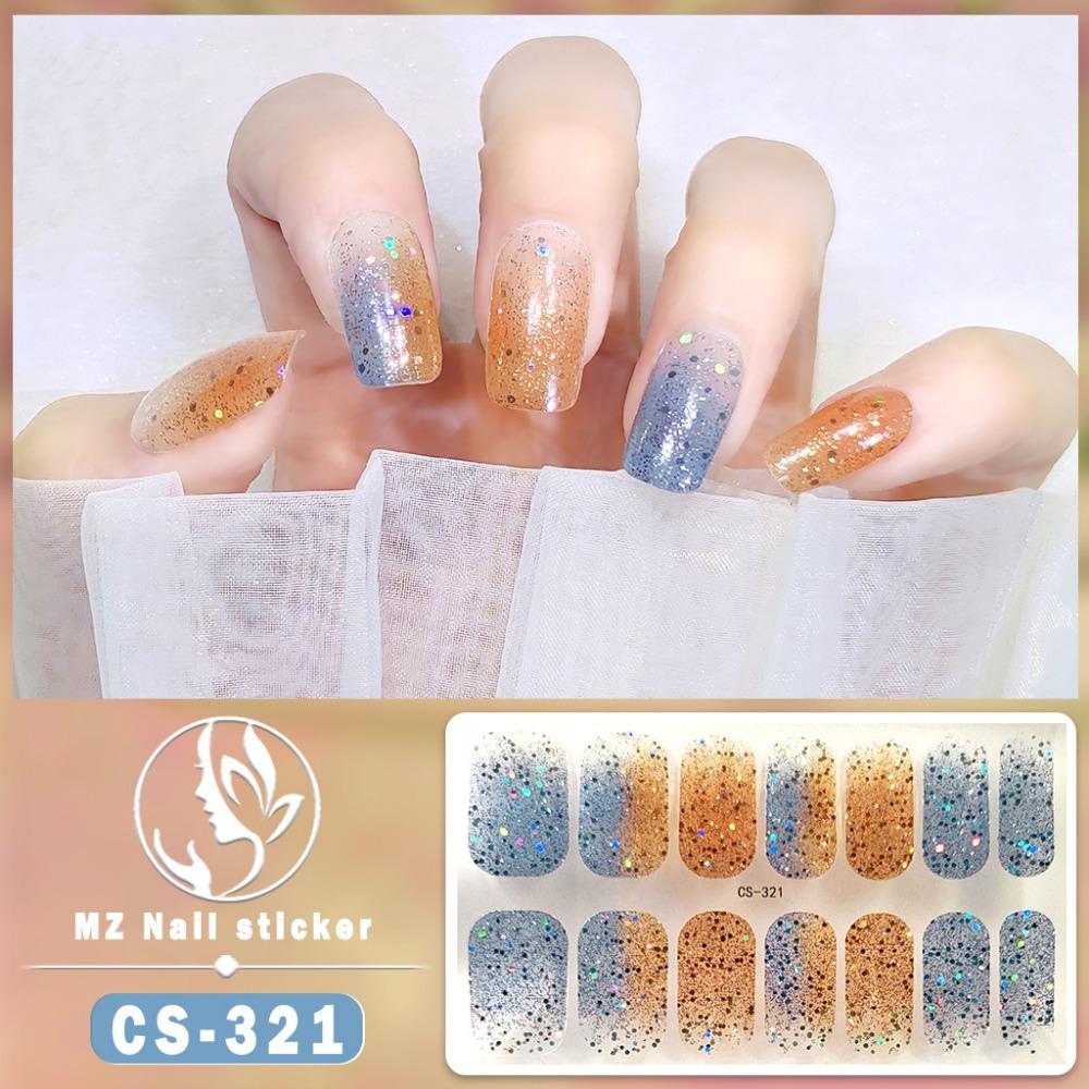 Nail Sticker Waterproof No-bake Gel Nail Polish Film Full Sticker Korean Multi-color Scallion Powder Nail Sticker Nail Sticker