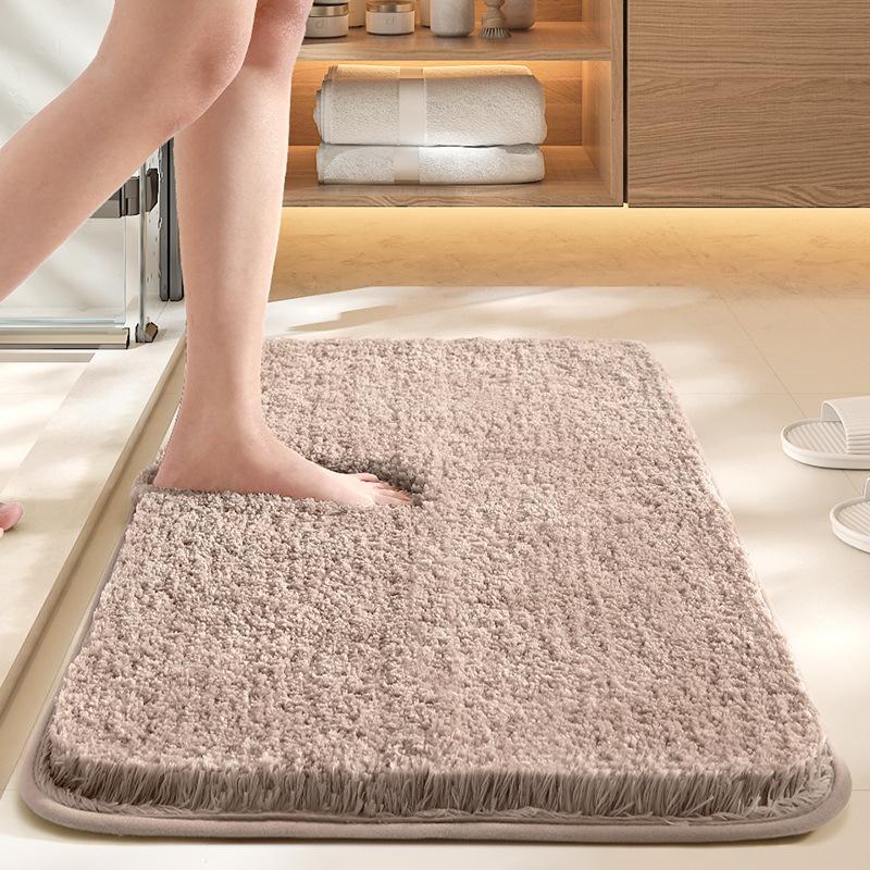 Bathroom absorbent carpet floor mat solid color bathroom antibacterial foot mat non slip mat at the toilet door machine washable