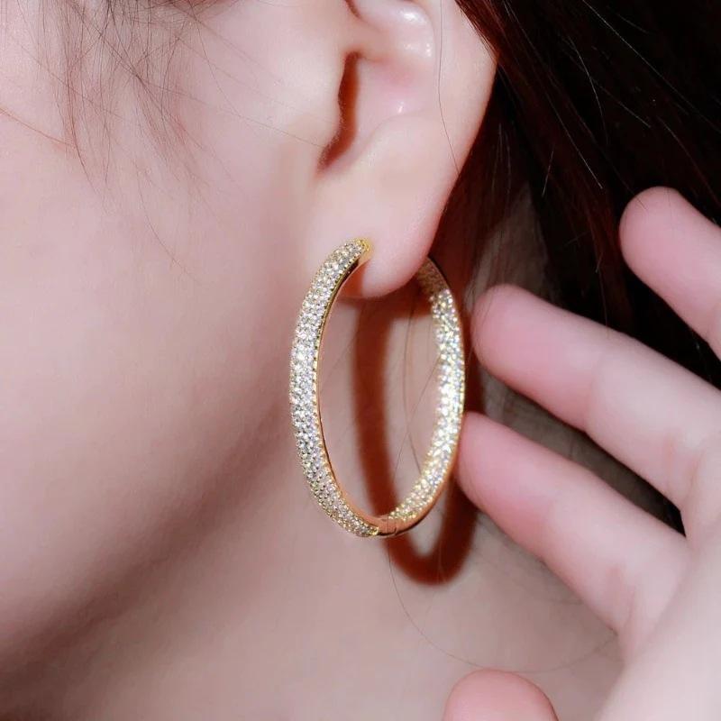 Exaggerated Full Diamond Earrings Women, Personalized Niche Elegant Jewelry, Fashionable Internet Celebrity Light Luxury Style