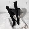 Black high-heeled knee boots women's new autumn and winter elastic suede pointed high boots