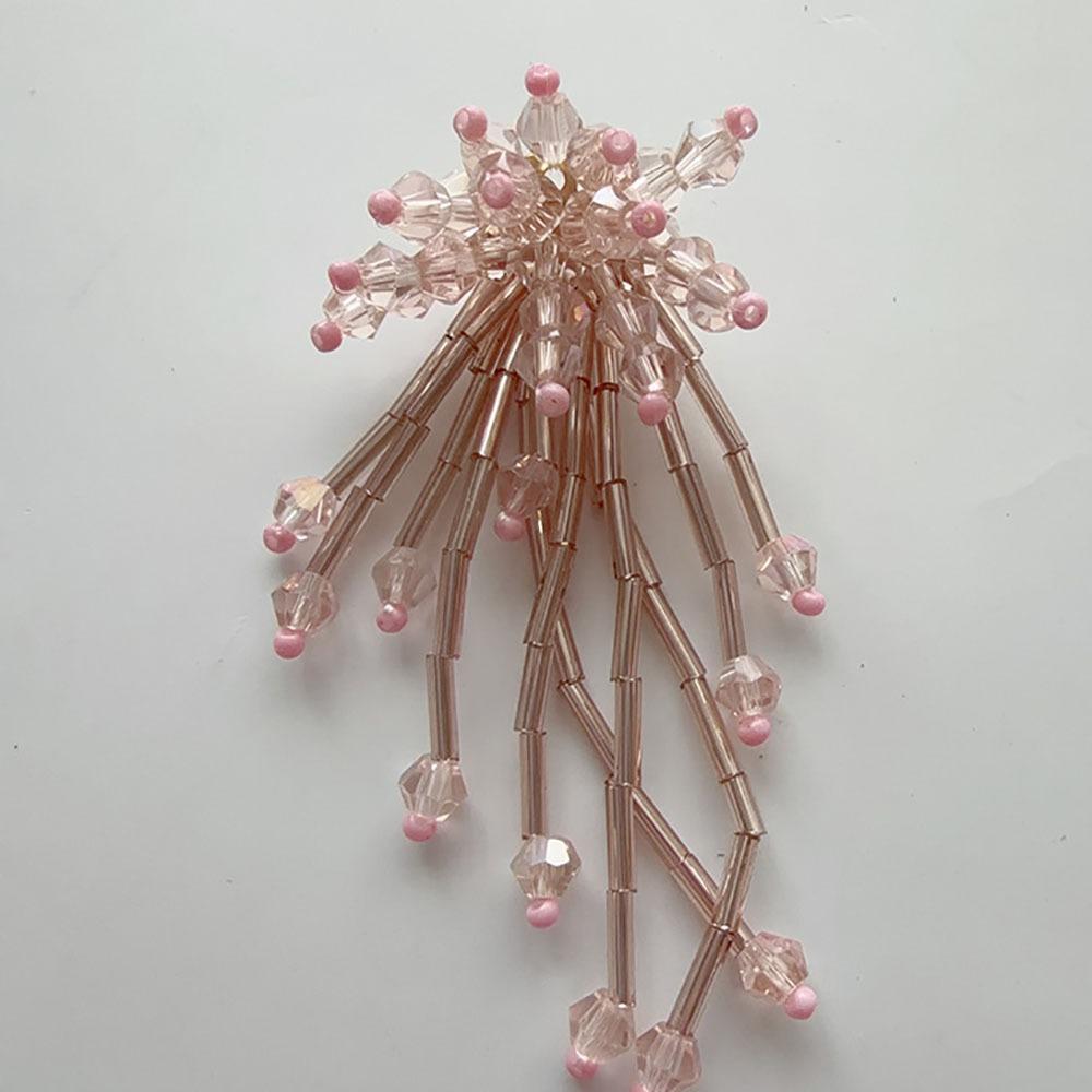 3D Flower Design Shoe Charms Tassel Finished Crystal Beaded Clothing Accessories DIY Long Earrings Beaded Brooch For Crocs Shoes