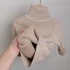 Girls Thick Fleece Lined High Neck Knitted Sweater Kids Winter Warm Bottoming Top